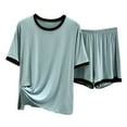 thumbnail image 1 of Playeras Cuello V Para Hombre, Camiseta De Manga Corta De Dos Piezas, Pantalones Cortos Casuales Sueltos Y Finos De Verano, Conjunto Para Usar En Casa, 1 of 3