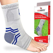 Ankle Brace Compression Support Sleeve Best for Recovery and Powerful Pain Relief of Sprained Swollen Ankle, Achilles Tendonitis, Plantar Fasciitis, Heel Spurs-with Stabilizing Gel Pads (Medium)