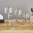 thumbnail image 2 of Metal 3 Arms Crystal Candle Holder Candelabra Hollow Lamp Bowls Votive Candlesticks Elegant for Dining Table Centerpiece Decor -, 2 of 7