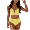 thumbnail image 1 of WUANDIXFA Women Bikini Women High Waisted Bikini Fashion Cute Two Piece Retro Ruched High Waist Print Bikini Set Yellow,M, 1 of 6