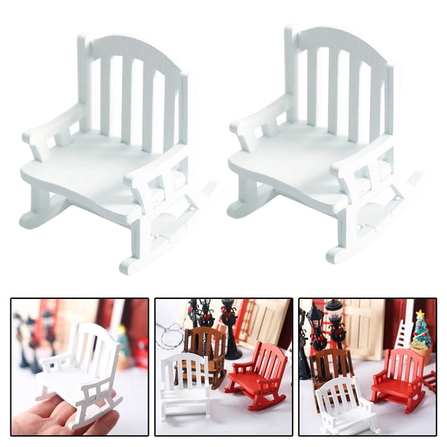 2x 1:12 Silla Mecedora en Miniatura Muebles de Accesorio Decoración Simulación Mecedora Mecedora Juguete Muebles de Juegos CUTICAT Sillas mecedoras en miniatura