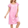 thumbnail image 7 of Aofany Women's Charming Satin Nightgowns Silk Sleepshirt Solid Sleep Dress Half Sleeve Sleepwear, 7 of 7