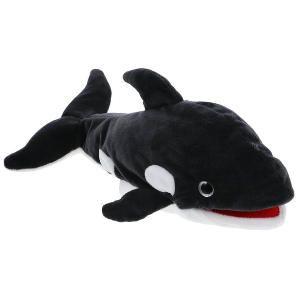 Títere de mano de ballena de peluche, animal marino de peluche, títere de ballena de dibujos animados interactivo