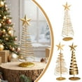thumbnail image 4 of Gold Spirals Christmas Tree Statue Decor 7.88 Inch Mini Tabletop Trees with Star Topper for Holiday Desktop Statues with Metal Stand for Holiday Home & Office Festive Xmas Bedroom Decor, 4 of 7