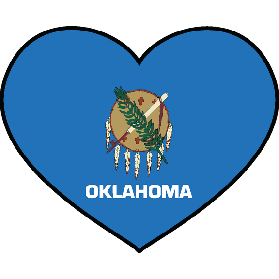 State of Oklahoma Flag Heart Sticker Decal USA Oklahoma State Oklahoma City The Sooner State Native America / Land of the Red Man - 4.5 inch