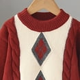 thumbnail image 5 of hengsof Children'S Diamond Pattern Preppy Sweater, Knitted Pullover Long Sleeve Classic Warm Top, Soft Color Block Knitted Top, 5 of 7