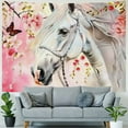 thumbnail image 4 of Nawypu Horse Tapestry Boys Girls Wild Animal Print Tapestry for Bedroom Pink Cherry Blossoms Decor Wall Tapestry 3D White Horse Flower Butterfly Print Tapestries Farmhouse Spring Theme Tapestry, 4 of 6