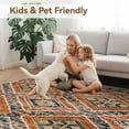 thumbnail image 3 of Jolicasa Area Rugs 4'x6' Washable Rug, Non-Slip Soft Low Pile Print Pattern Western Rug for Living Room, Stain Resistant Boho Tribal Carpet for Bedroom Dining Room Office Decor, Orange, 3 of 10