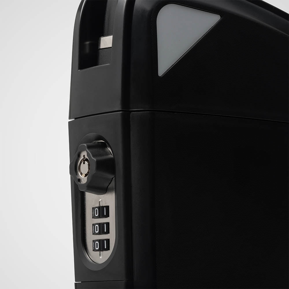 SAFEGO Portable Indoor/Outdoor Lock Box Safe with Key and Combination Access (Compact, Black)