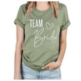 thumbnail image 3 of Team Bride Print T Shirt for Women Short Sleeve Crew Neck Tee Letter Print Summer Casual Tops Green S, 3 of 5