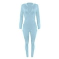 thumbnail image 4 of Black and Friday Clothing Sales Idoravan Women's Slimming Long Leg Bodysuit,Women's Summer Casual Sexy V-neck Jumpsuit Waistband Slimming Jumpsuit Light Blue M, 4 of 6