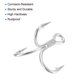 thumbnail image 5 of Uxcell 2/0# Anzuelos de pesca triples, anzuelo triple de pesca de acero al carbono de 4X fuerte para agua salada, plata 10 piezas, 5 of 6
