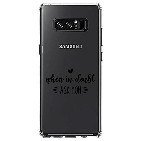 DistinctInk Clear Shockproof Hybrid Case for Samsung Galaxy Note 8 - TPU Bumper Acrylic Back Tempered Glass Screen Protector - When in Doubt, ASK MOM