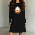 thumbnail image 4 of Edvintorg Night Shirts for Women Lightweight Sleep Dress Halloween Printed Sleepshirts Crew Neck Long Sleeve Loungewear Plus Size Black XXL, 4 of 6