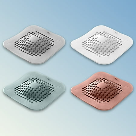 

OROMYO 4pcs Square Shower Drain Hair Catcher 14.5x14.5CM Reusable Silicone Shower Drain Cover Filter Hair Trap Keep Your Drains Smooth and Clean for Bathroom Bathtub Kitchen