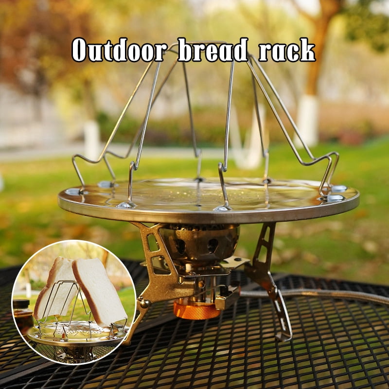 Foldable 4-Slice Stainless Steel Camp Toaster Rack – Portable Outdoor Bread Toaster for Camping, Picnics  Stovetop Use