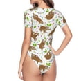 thumbnail image 4 of Naloa Cute Sloth Women's Short-Sleeved Onesie, One-Piece Swimsuit for Parties, dates, clubs - Medium, 4 of 9
