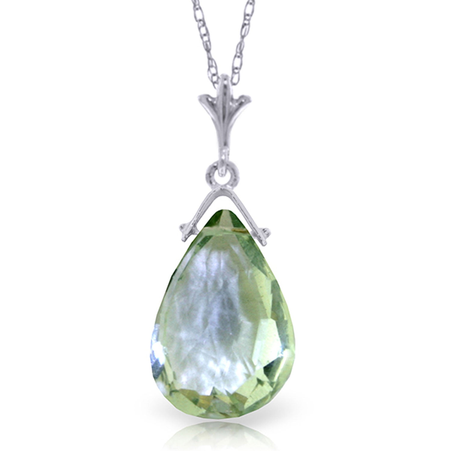 Galaxy Gold 14K Solid Gold 5.1 Carat Natural Citrine Briolette Necklace for Women - White Gold Fine Jewelry