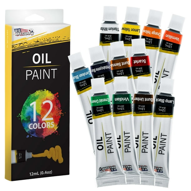 US Art Supply® 12 Color 10ml Tubes Artist Oil Paint Set Painting