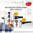 thumbnail image 2 of Inox Stainless Steel Pressure Cooker Combo With 1 Outer Lid - 3 & 5 Liters, Silver | Induction Base Multi Functional Stainless Steel Pressure Cooker - Food Grade Stainless Steel Interior, 2 of 3