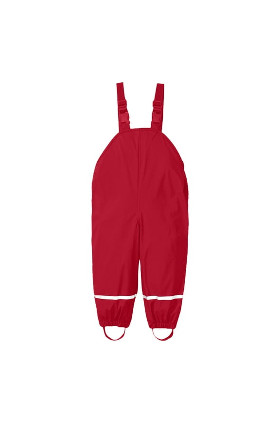 Girls Baby Rain Suit Mud Trousers Rain Dungarees Unlined Wind And Waterproof Rain Trousers Rain Clothing Waterproof Coverall,Red,4-5 Years