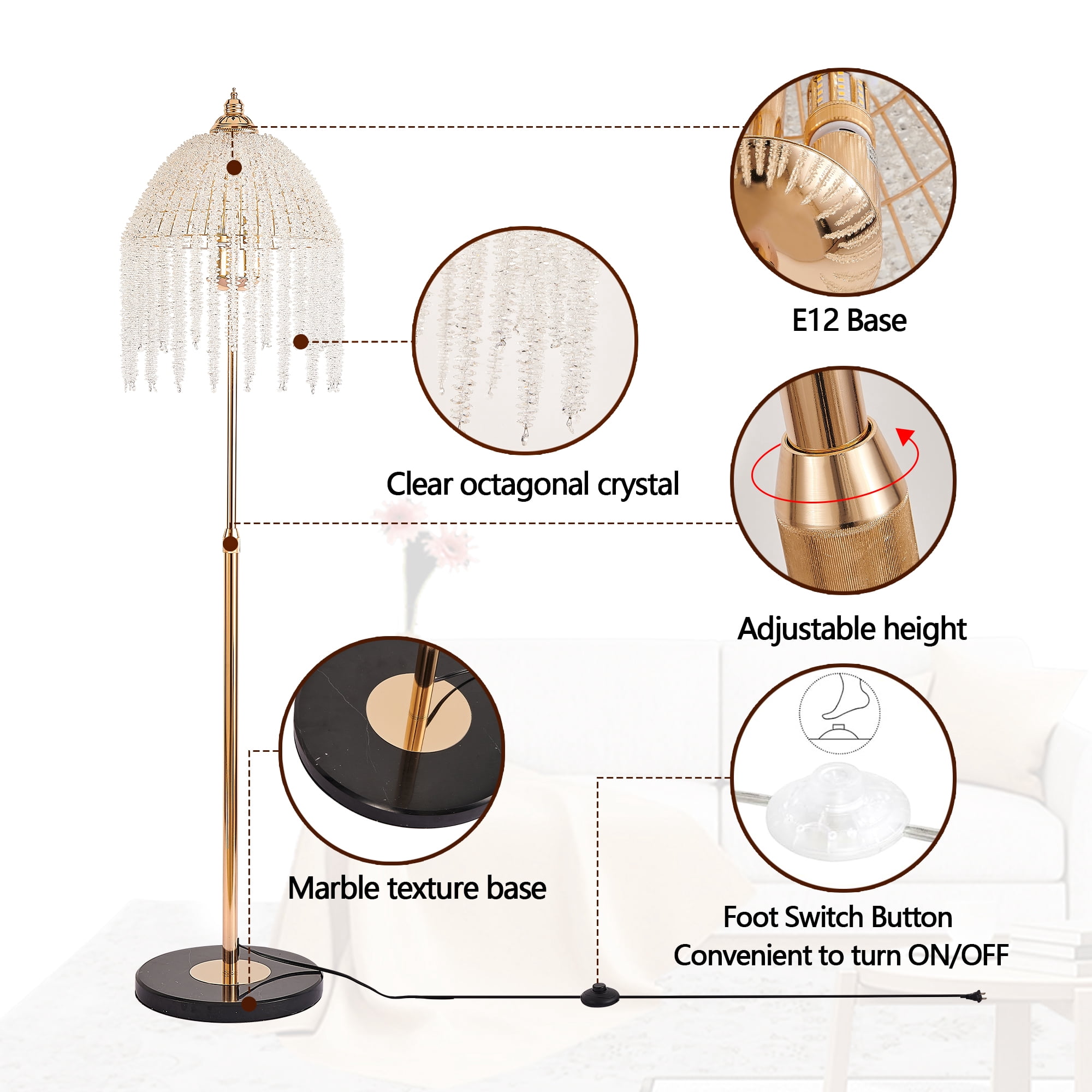 Floor Lamps for Living Room,Minimalist Style Floor Lamp with On/Off Foot Switch Energy-saving Environmentally Friendly Durable and long-lasting