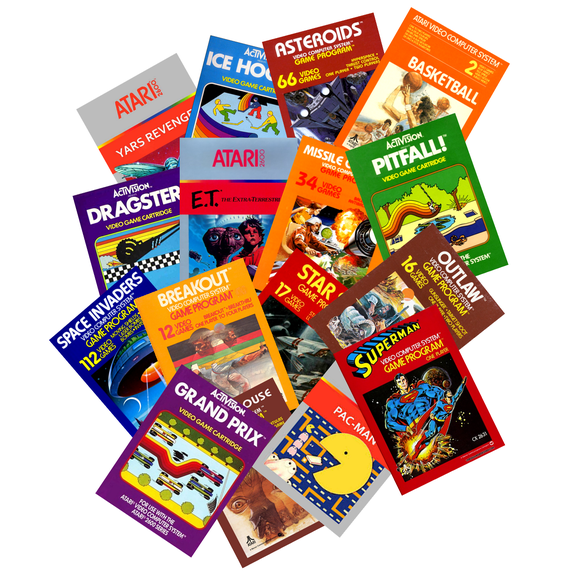 Classic Video Game Box Art Stickers - 16 Pieces - 2600