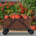 thumbnail image 4 of Spaco Garden Wagon, Garden Cart,Collapsible Folding Wagon Cart with Adjustable Handlebar-Coffee, 4 of 10
