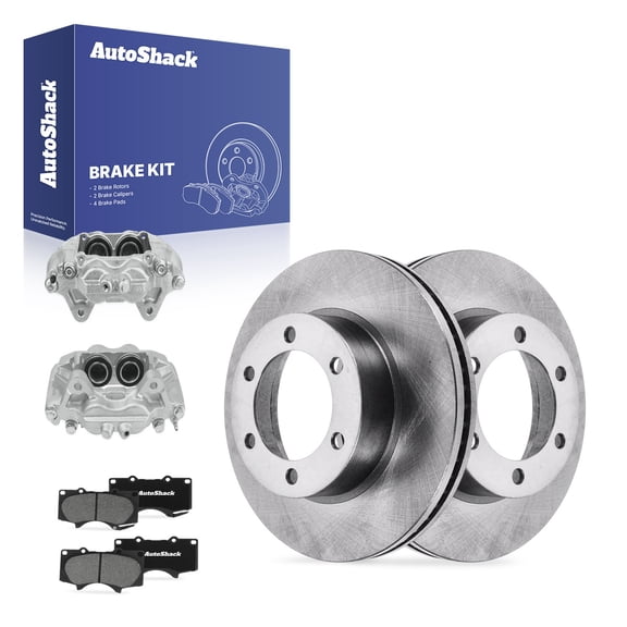 AutoShack Front Vented Brake Rotors   Ceramic Pads   Calipers 8-PC Brake Kit Replacement for 2004-2006 Toyota Tundra 12.55" (318.72 mm)