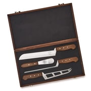 Formaticum Professional 4 Knife Set- Soft Knife w/ Forklet, Cheese Knife Set w/ Solid Walnut Handle, Stainless Steel Knives in a Wooden Box, Great Gift for Cheese Charcuterie Fan, Handmade in Italy