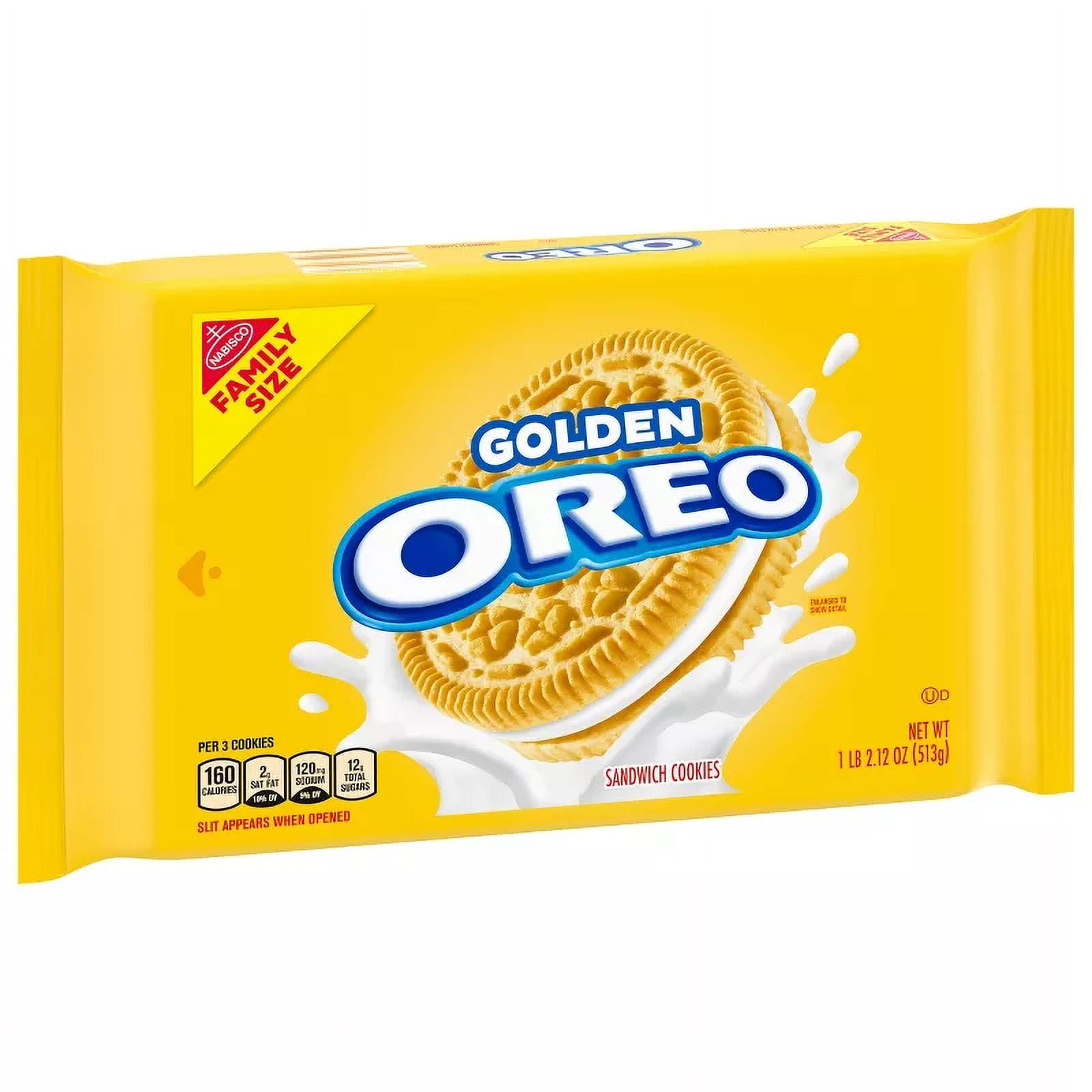 OREO Golden Family Size Sandwich Cookies, Perfectly Dunkable, 18.12 oz - Classic Vanilla Cream Filling, Perfect for Sharing. (Pack Of 2)
