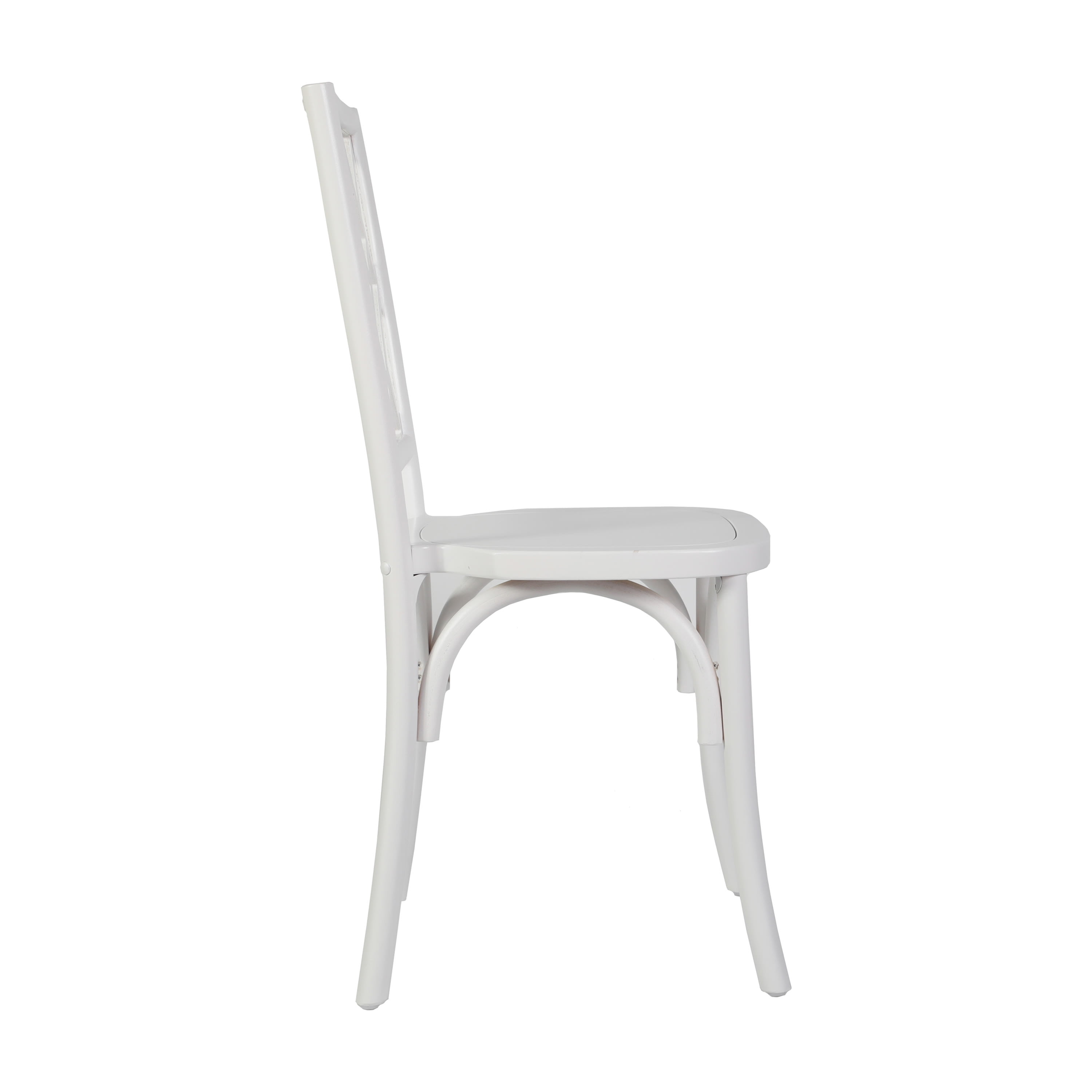 Merrick Lane Solid Wood Dining Chair with Stackable Design, Ornate Seat Back Accenting, and Elegant Finish in White