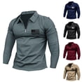 thumbnail image 6 of CENL Mens Casual Long Sleeve Shirt Slim Zip Collar Sports T Shirt Muscle Tops Tee, 6 of 9