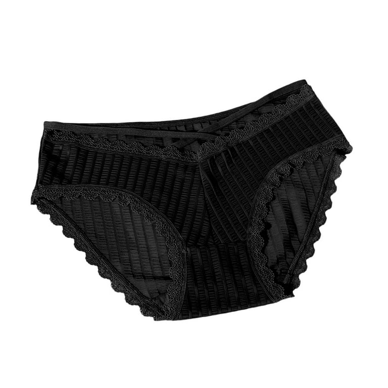 zuwimk Womens Thong Underwear,Women's High Waisted Cotton Underwear Soft  Breathable Panties Stretch Briefs Black,L 