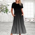 thumbnail image 6 of Sundresses for Women 2025,Women's Summer Casual Short Sleeve Crewneck Dress Casual Flowy Tiered Maxi Beach Dress With Pockets Gradient Print Dress,Relaxed & Elegant for Beach Days, 6 of 8