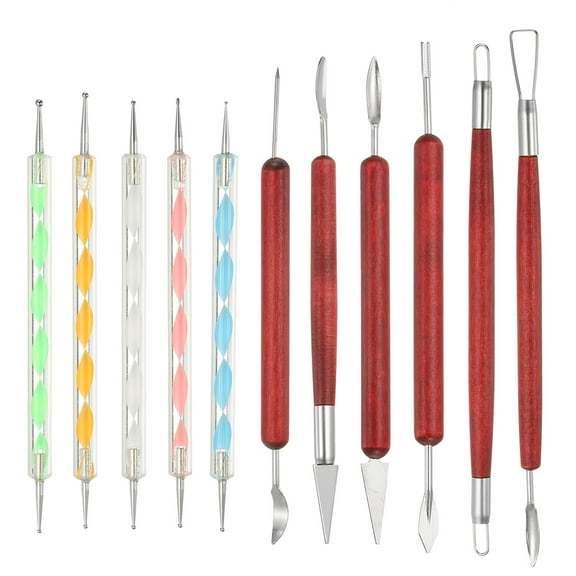 Uxcell 11 Pcs Silicone Clay Sculpting Tool, Polymer Clay Tools Clay Shaping Tool Modeling Dotting Tool, Great for Pottery Clay Craft Painting (Mix Colors)