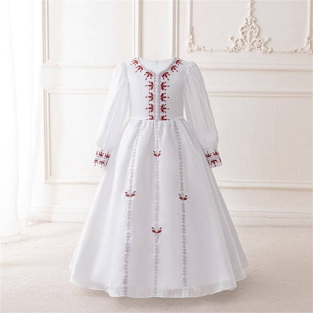 Cowsor Muslim Girls' Embroidered Princess Dress – Long Sleeve, with Bag (4-8Y)