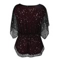 thumbnail image 4 of PrettyGuide Women's Sequin Blouse Tops Sparkly Beaded Evening Formal Party Dressy Tops, 4 of 6