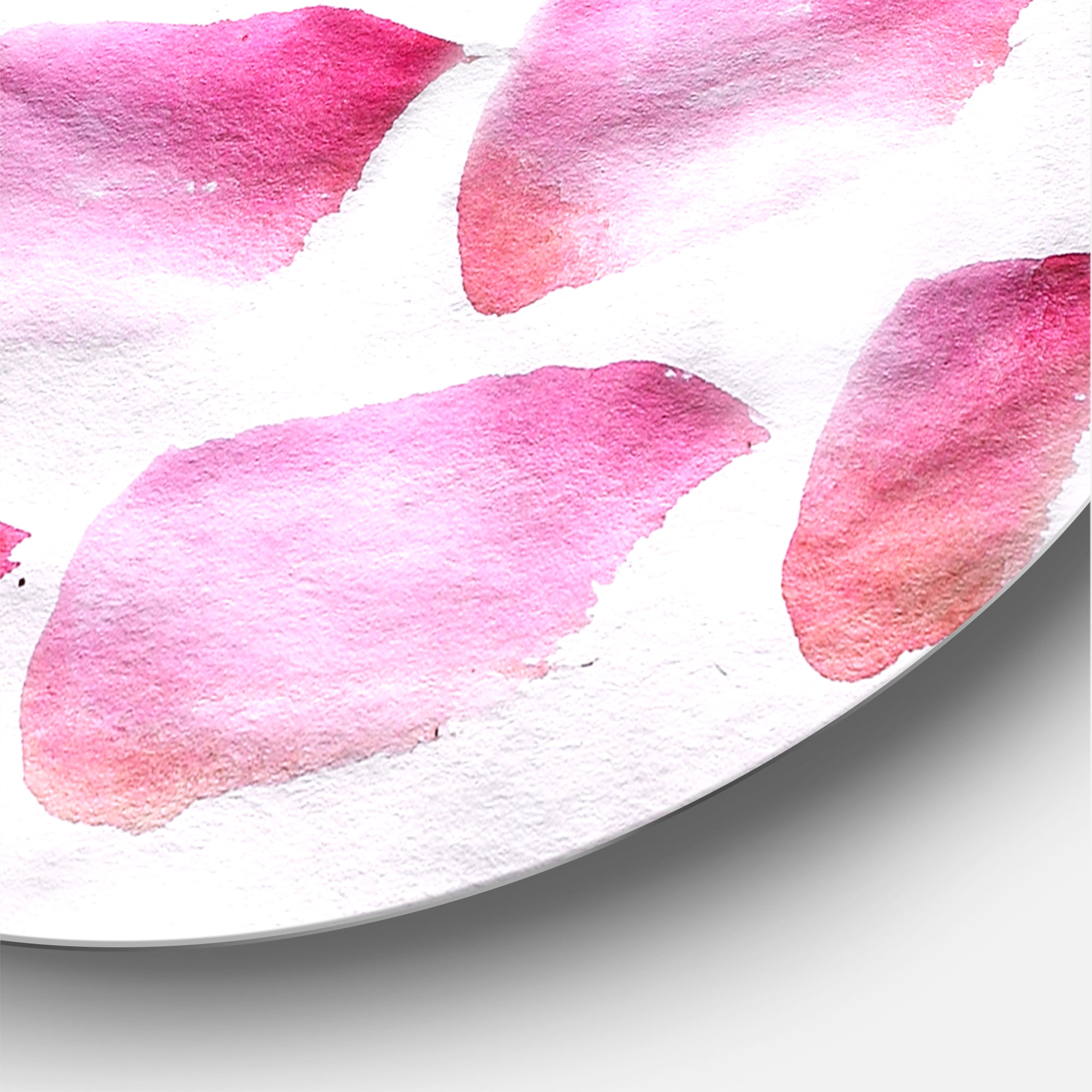 Designart 'Dark Yellow and Pink Abstracts Brushes' Modern Circle Metal Wall Art 23x23 - Disc of 23