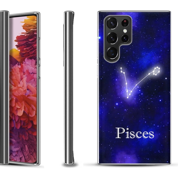 Slim-Fit Fashion Gel Phone Case for Samsung Galaxy S22 Ultra 5G, by OneToughShield ® - Zodiac / Pisces