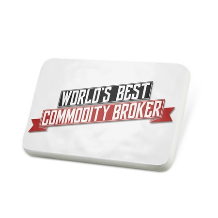 Porcelein Pin Worlds Best Commodity Broker Lapel Badge –