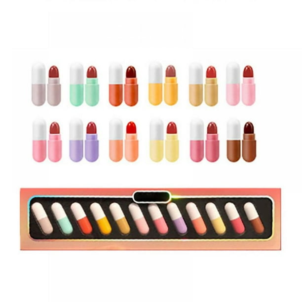 Lipstick Set 12 Colors,Mini Matte Lipstick,Lip Capsules,Waterproof Long Lasting Mini Capsules