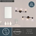 thumbnail image 5 of Dalton 3-Light 25.5 in. Wide Matte Black Transitional Bathroom Vanity Lighting Fixture, Clear Ribbed Cone Glass Shade, Dimmable, LED Compatible, Over the Mirror Mounted Steel Wall Sconce, 5 of 12