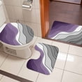 thumbnail image 4 of Purple Grey Ombre Bath Mat 3 Piece Bathroom Rug Set, Modern Geometric Abstract Aesthetics Cream Non Slip Bath Rug Contour Mat and Toilet Lid Cover, Absorbent Shower Mats Soft Bath Rugs and Mats Sets, 4 of 8