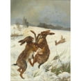 thumbnail image 3 of Carl Friedrich Deiker 14x18 Black Modern Framed Museum Art Print Titled - Rabbits, 3 of 5