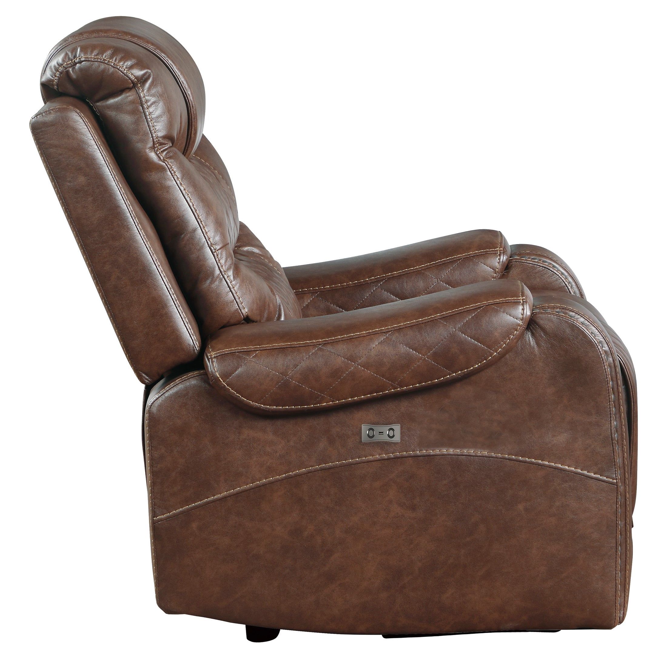 OakvillePark Ridder Polished Microfiber Upholstered Power Reclining Chair, Brown