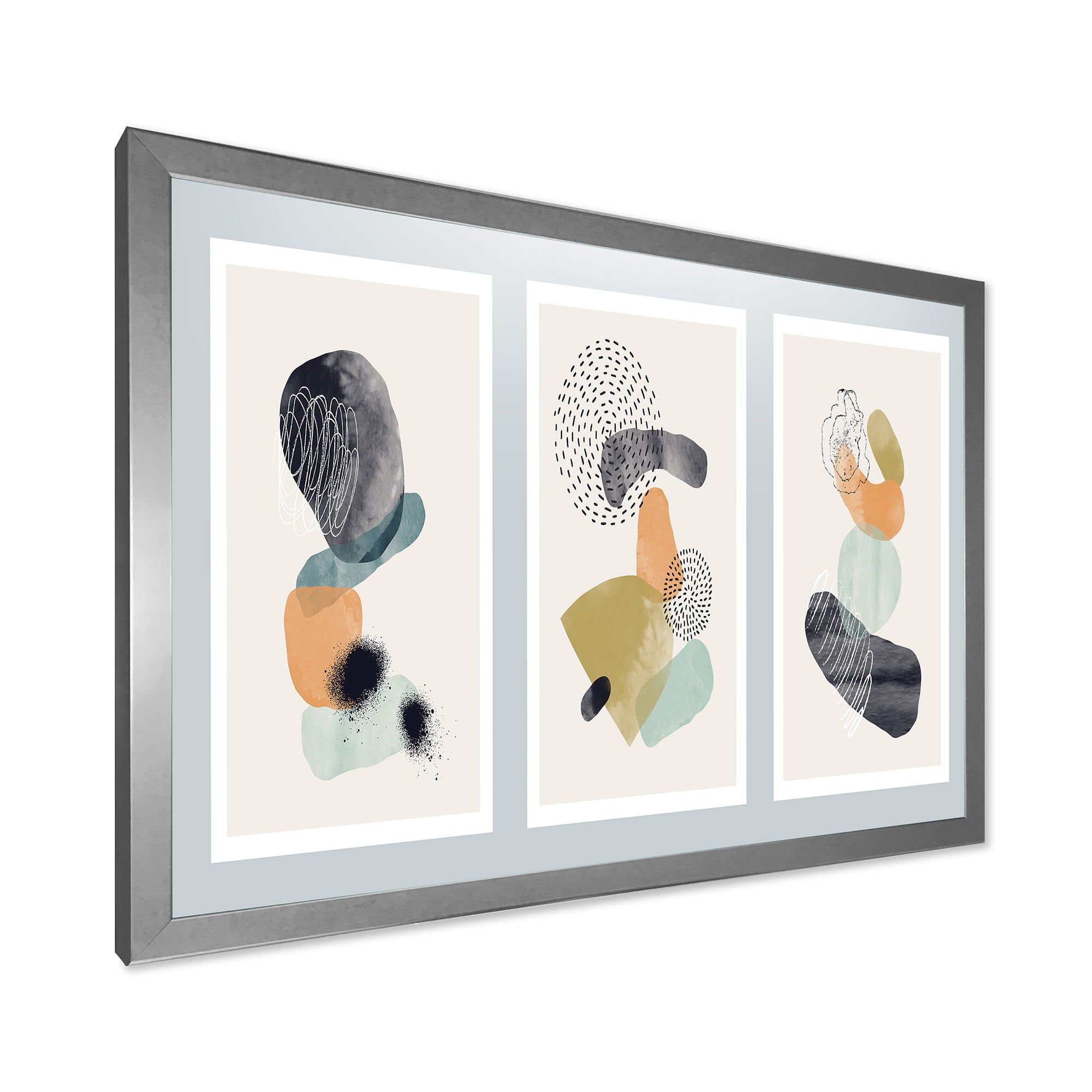 Designart 'Compostion Minimalistic of Organic Shapes I' Modern Framed Art Print