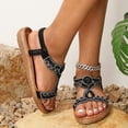 thumbnail image 4 of Domuza Womens Flat Sandals with Rhinestones Sparkling Boho Dressy Ladies' Sandal,Women's Wide Width Sandals Non Slip on Elastic Ankle Strap Beach Shoes Black 9（EU-42）, 4 of 4