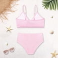thumbnail image 6 of OOOUM Girls 2 Piece Swimwear Twist Front Halter Triangle Bikini Set Kids Soft Quick Dry Vacation Bathing Suit Pink 11-12 Years, 6 of 8