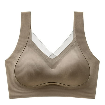 WCJM Womens Everyday Bras Comfortable Wireless Bralettes V Neck Bra Smooth Brassiere Basic Bras Underwire Bra